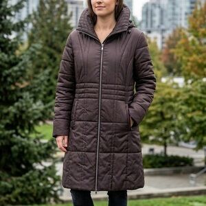 Concept K Quilted Long Parka | Lightweight & Warm | Brown - S/M Womens